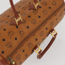 MCM Vicetos Logogram Boston Bag PVC Leather Brown Gold Auth BAZ070A-6