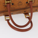 MCM Vicetos Logogram Boston Bag PVC Leather Brown Gold Auth BAZ070A-7