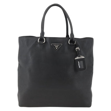 PRADA Tote Bag Leather Black Silver Auth BAZ073A - 0
