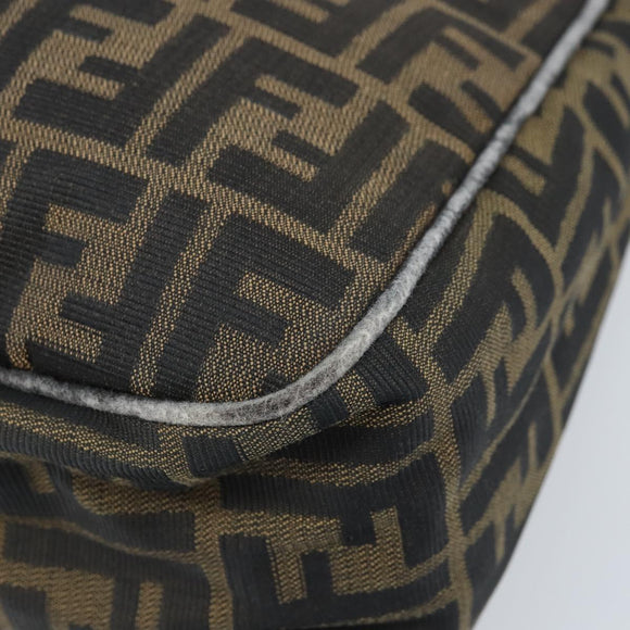 FENDI Zucca Canvas Shoulder Bag Black Brown Auth BAZ074