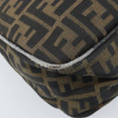 FENDI Zucca Canvas Shoulder Bag Black Brown Auth BAZ074-14