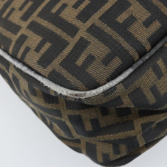 FENDI Zucca Canvas Shoulder Bag Black Brown Auth BAZ074