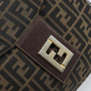 FENDI Zucca Canvas Shoulder Bag Black Brown Auth BAZ074-18