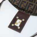 FENDI Zucca Canvas Shoulder Bag Black Brown Auth BAZ074-10