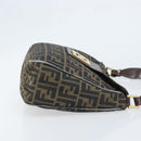 FENDI Zucca Canvas Shoulder Bag Black Brown Auth BAZ074-3
