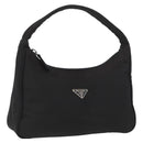 PRADA Hand Pouch Nylon Black Silver Auth BAZ078A-1
