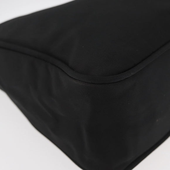PRADA Hand Pouch Nylon Black Silver Auth BAZ078A