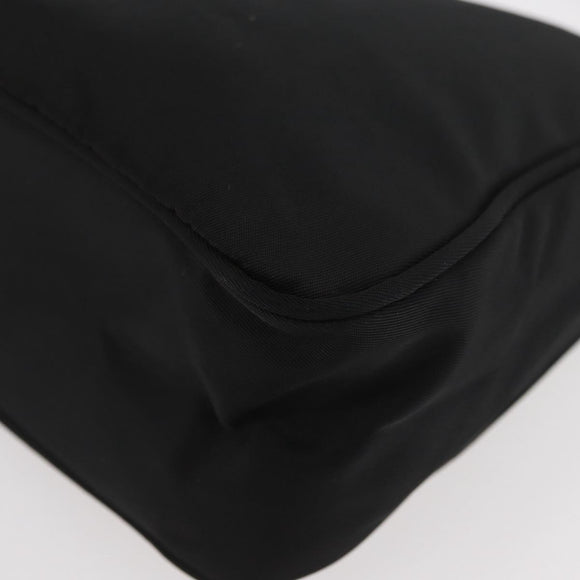 PRADA Hand Pouch Nylon Black Silver Auth BAZ078A