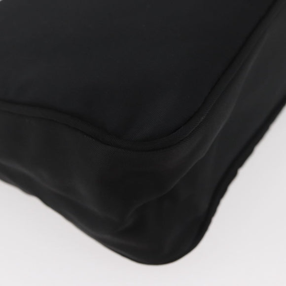 PRADA Hand Pouch Nylon Black Silver Auth BAZ078A