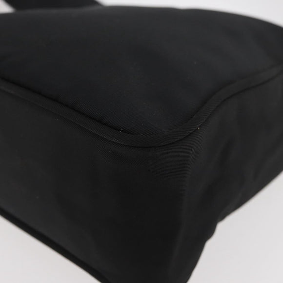 PRADA Hand Pouch Nylon Black Silver Auth BAZ078A