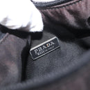 PRADA Hand Pouch Nylon Black Silver Auth BAZ078A-10