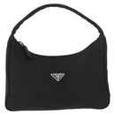 PRADA Hand Pouch Nylon Black Silver Auth BAZ078A-13