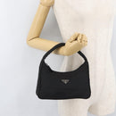 PRADA Hand Pouch Nylon Black Silver Auth BAZ078A-21