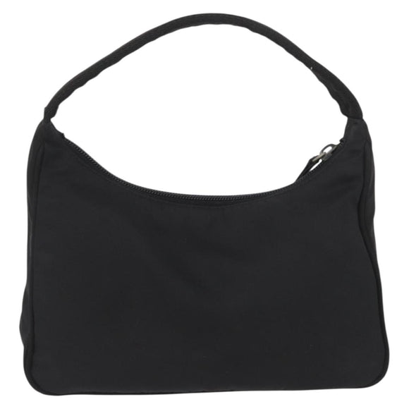 PRADA Hand Pouch Nylon Black Silver Auth BAZ078A