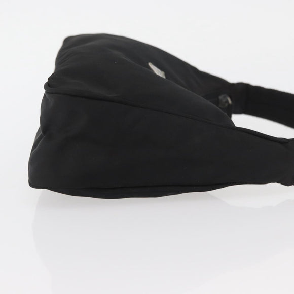 PRADA Hand Pouch Nylon Black Silver Auth BAZ078A