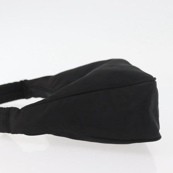 PRADA Hand Pouch Nylon Black Silver Auth BAZ078A