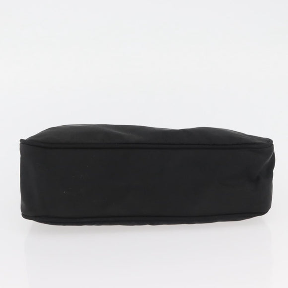 PRADA Hand Pouch Nylon Black Silver Auth BAZ078A