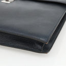 DELVAUX Business Bag Leather Navy Silver Auth BAZ081-9
