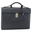DELVAUX Business Bag Leather Navy Silver Auth BAZ081-1