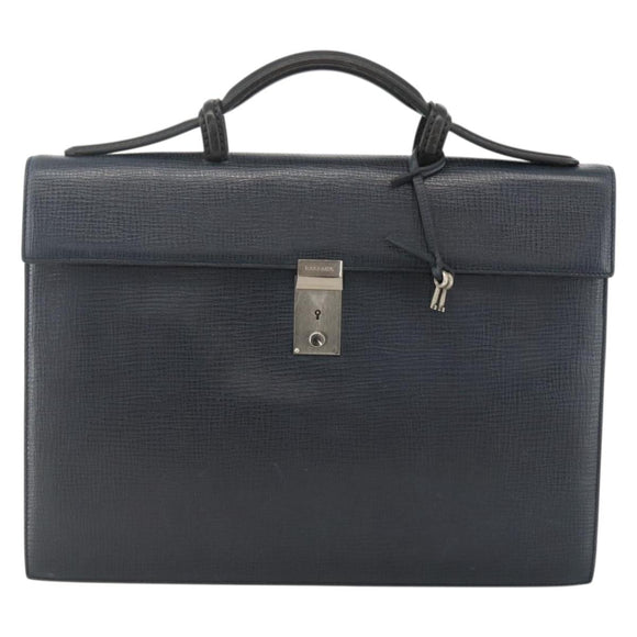 DELVAUX Business Bag Leather Navy Silver Auth BAZ081