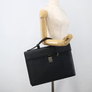 DELVAUX Business Bag Leather Navy Silver Auth BAZ081-20