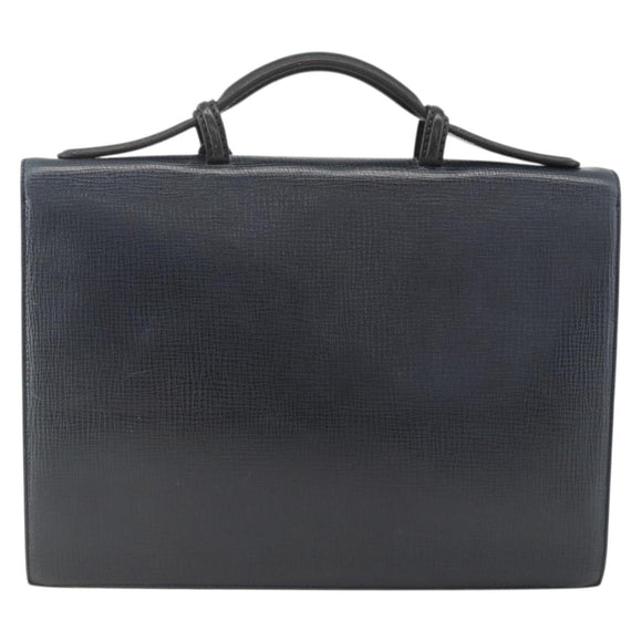 DELVAUX Business Bag Leather Navy Silver Auth BAZ081