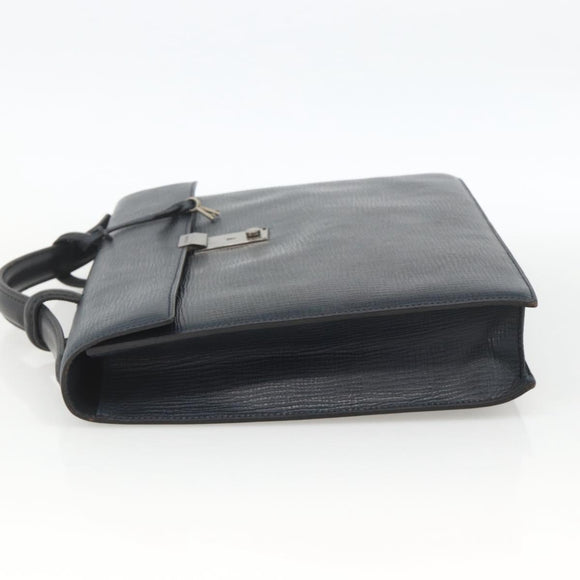 DELVAUX Business Bag Leather Navy Silver Auth BAZ081