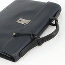 DELVAUX Business Bag Leather Navy Silver Auth BAZ081-6
