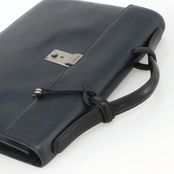 DELVAUX Business Bag Leather Navy Silver Auth BAZ081