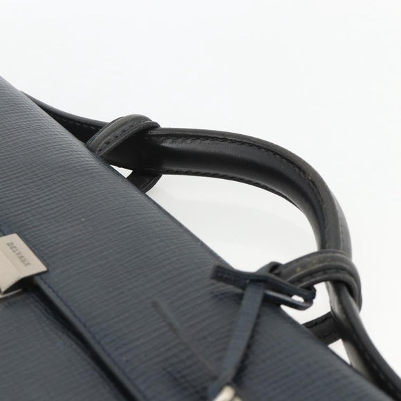 DELVAUX Business Bag Leather Navy Silver Auth BAZ081