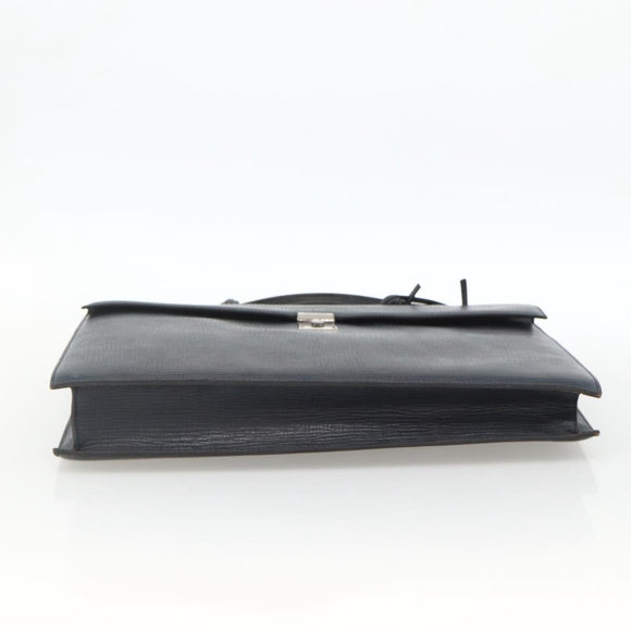 DELVAUX Business Bag Leather Navy Silver Auth BAZ081