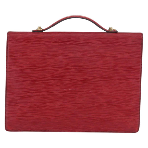 LOUIS VUITTON Epi Porte Documents Bandouliere Briefcase Red LV Auth BAZ082