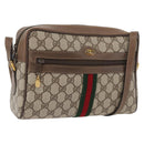 GUCCI GG Supreme Web Sherry Line Bag PVC Beige Gold 24 02 005 Auth BAZ088-1