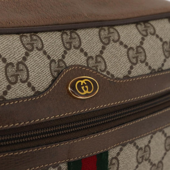 GUCCI GG Supreme Web Sherry Line Bag PVC Beige Gold 24 02 005 Auth BAZ088