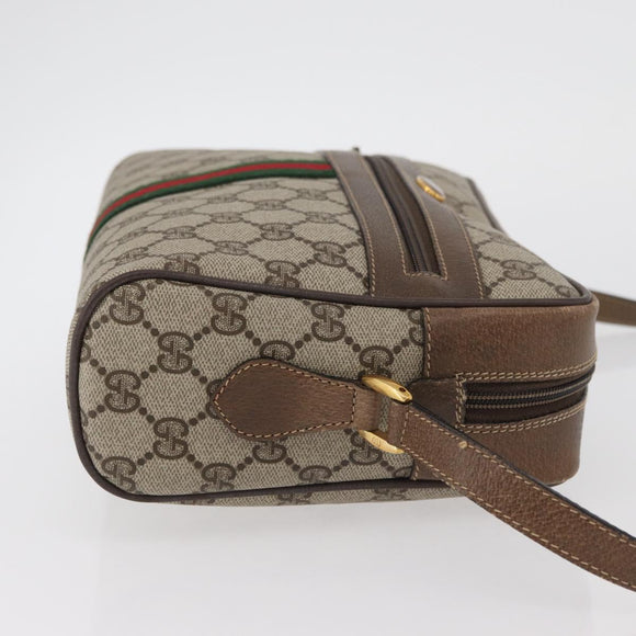 GUCCI GG Supreme Web Sherry Line Bag PVC Beige Gold 24 02 005 Auth BAZ088