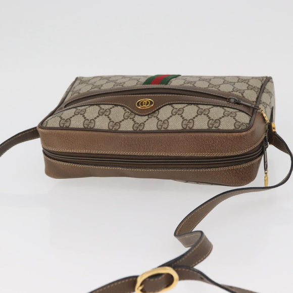 GUCCI GG Supreme Web Sherry Line Bag PVC Beige Gold 24 02 005 Auth BAZ088