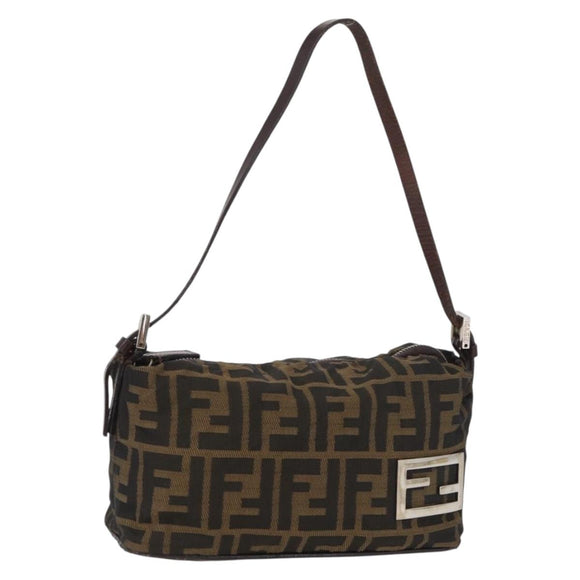 FENDI Zucca Canvas Hand Bag Brown Black Auth BAZ109
