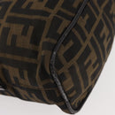 FENDI Zucca Canvas Hand Bag Brown Black Auth BAZ109-14