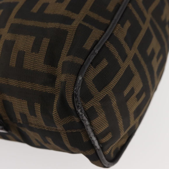 FENDI Zucca Canvas Hand Bag Brown Black Auth BAZ109