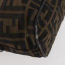 FENDI Zucca Canvas Hand Bag Brown Black Auth BAZ109-15