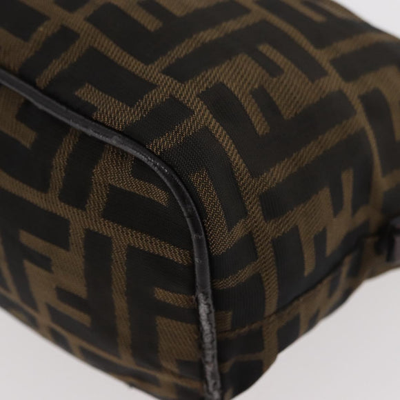FENDI Zucca Canvas Hand Bag Brown Black Auth BAZ109