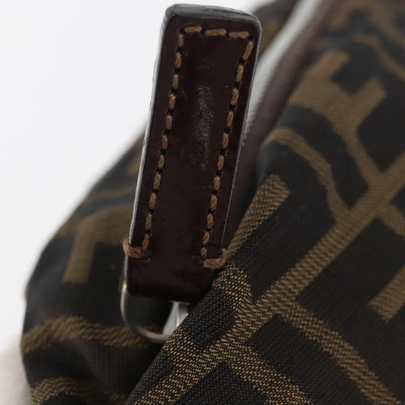 FENDI Zucca Canvas Hand Bag Brown Black Auth BAZ109