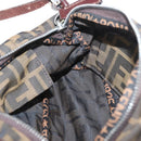 FENDI Zucca Canvas Hand Bag Brown Black Auth BAZ109-20