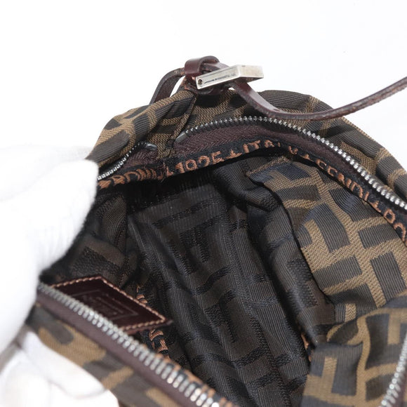 FENDI Zucca Canvas Hand Bag Brown Black Auth BAZ109
