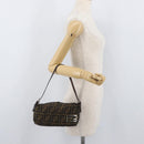 FENDI Zucca Canvas Hand Bag Brown Black Auth BAZ109-24