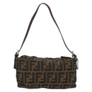 FENDI Zucca Canvas Hand Bag Brown Black Auth BAZ109-2