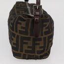 FENDI Zucca Canvas Hand Bag Brown Black Auth BAZ109-4