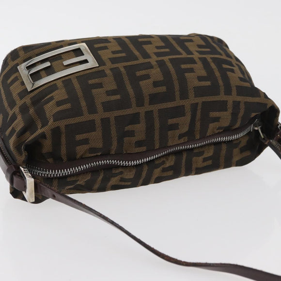 FENDI Zucca Canvas Hand Bag Brown Black Auth BAZ109