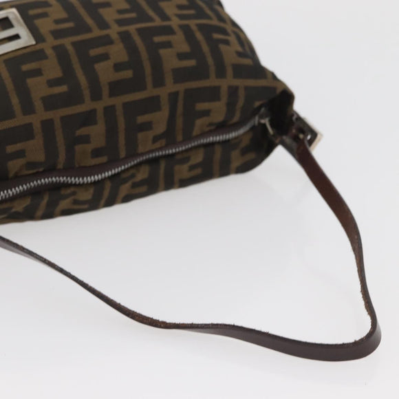 FENDI Zucca Canvas Hand Bag Brown Black Auth BAZ109