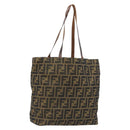 FENDI Zucca Canvas Tote Bag Black Brown Auth BAZ112-1
